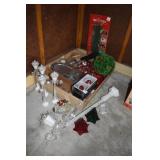 GROUP OF ORNAMENTS, GLASS TREES CHRISTMAS