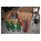 LARGE GROUP OF SMALL CHRISTMAS TREES AND CANDLE