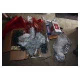 GROUP OF CHRISTMAS BOWS, WREATH, GARLAND, TREE