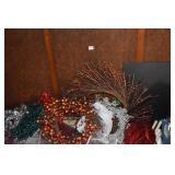 LARGE GROUP OF CHRISTMAS DECORATIONS, WREATHS,