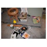 WICKER TABLE NO GLASS TOP, RECORD ALBUMS, ETC.