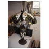 LEAD GLASS LAMP GREEN AND WHITE METAL BASE