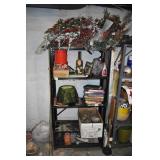 SHELF AND CONTENTS BOOKS, CHRISTMAS DECORATIONS