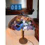 STAINED GLASS LAMP H: 14" W: 19"; HEAVY BASE; TWO