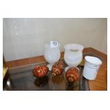 UKRAINIAN EGGS, ALABASTER PAKISTAN PEDESTAL CUPS