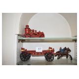 CAST IRON  10" HORSE DRAWN LADDER TRUCK, 4.5"