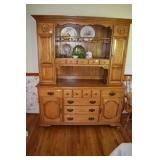CHINA HUTCH SOLID MAPLE, CARVED MEDALION TOP 2