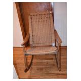 ROCKING CHAIR, WOVEN SEAT & BACK, WOOD FRAME
