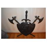 CROSSED HATCHET PLAQUE 27" X 27"- CAST METAL