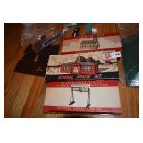 PLASTICVILLE SCHOOL HOUSE, CHURCH KIT, RR BRIDGE,