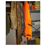 CAMO HUNTING JACKET, PANTS, SUEDE VEST, ETC.