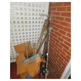 3 FISHING POLES, TIKI TORCHES, ETC.