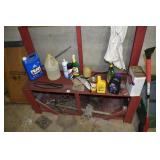 WOOD STAND, TIRE IRONS, BRAKE FLUID, GLASS