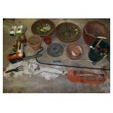 PLANTERS, BELLS, ECHO GAS CHAIN SAW, ETC.