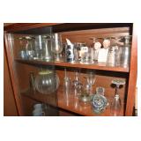 PEWTER VASE, ETCHED GLASSES, ART GLASS PIECE