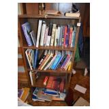 SELECTION OF BOOKS WITH BOOKCASE; QUARTZ CLOCK;
