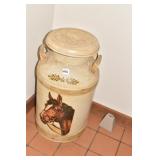 CREAM COLOR MILK CAN WITH HORSE