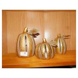 METAL PUMPKIN TEA LIGHT HOLDERS, LARGEST 8" H