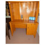 SAUDER DESK WITH TOP HUTCH, 63" H X 48" W X 19.5"