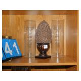 TWO 11.5" DECORATIVE HURRICANE SHADE CANDLE