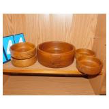 WOOD SALAD BOWL SET 4 SMALL BOWLS
