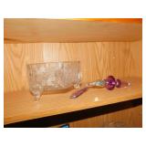 FOOTED BOWL, DIAMOND SHAPED PAPER WEIGHT,