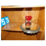 DISPLAY MIRROR 14", GLASS PLATE, CANDLE HOLDER