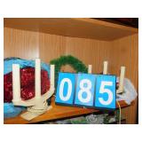 GARLEND; TWO RETRO CANDLE STICKS ONE NEEDS