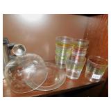 HI BALL GLASSES 8 STRIPPED, ETCHED DOME