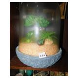 TERRARIUM W/ DOME AND ARTIFICIAL PLANTS 20" H
