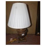 LIONHEAD URN CENTER LAMP W/ PLEATED SHADE 25" H