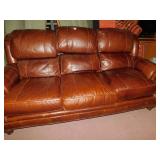 LEATHER SOFA BRASS TACT TRIM, DREXEL HERITAGE,