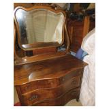 5 DRAWER DRESSER WITH ATTACHED MIRROR; MIRROR