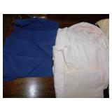 PINK QUEEN SIZE SHEETS; TWO EXTRA NAVY