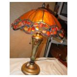 STAINED GLASS LAMP W/ STONE SHAPED GLASS TRIM 2