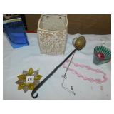 RED 13.5" TALL VASE, ALUM. TEA POT LID TOP