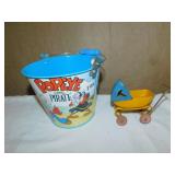 MADE IN USA TIN DOLL BUGGY 3 RUBBER WHEELS ONE