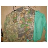 REVCO GREEN LARGE, CAMO BUTTON UP LARGE, MEDIUM