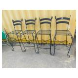 FOUR METAL HIGH BACK CHAIRS; HEIGHT TO SEAT 29"