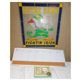 NOTRE DAME STAIN GLASS LOOK SIGN; $50 CARDS AND