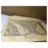 2 PRINTS OF PITTSBURGH IN 1902 DRAWN BY T.M.