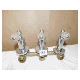 BRASS PIPING WITH 3 VALVES 9 1/2" LONG FROM END