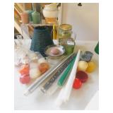 CANDLES, CANDLE HOLDER, BEADED SHADE