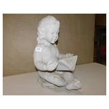 GIRL READING BOOK, RESIN, CRACK ON BACK OF THE