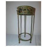 FERN STAND WITH FLORAL DESIGN ON TOP; GREEN; 19