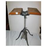 VINTAGE OAK W/ CAST IRON BASE BOOK STAND