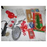 BLOWN GLASS SANTA ORNAMENT, FAN SKIRT, ORNAMENTS,