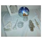 FANCY FROSTED HOLIDAY ORNAMENTS; HANDED PAINTED