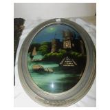 ON THE DANUBE REVERSE PAINTING ON GLASS 23"X17";