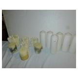 6 TALL PILLAR CANDLES, 3 SCENTED CANDLES, 4 ANGEL